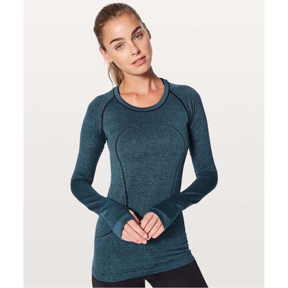 🌼Lululemon Swiftly Tech Crew Long Sleeve Top Black Desert Teal Active Womens 6